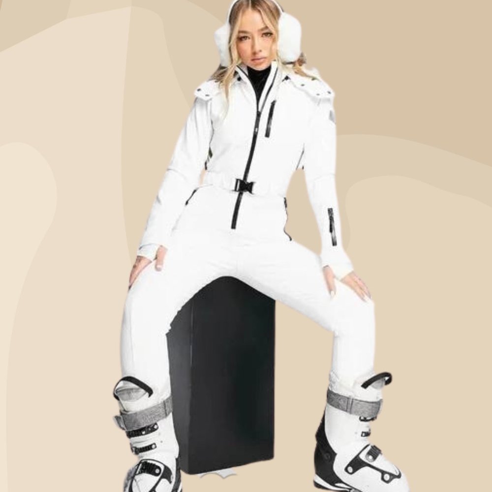 ASOS 4505 Fitted Ski Suit White with Black Accents Size 6